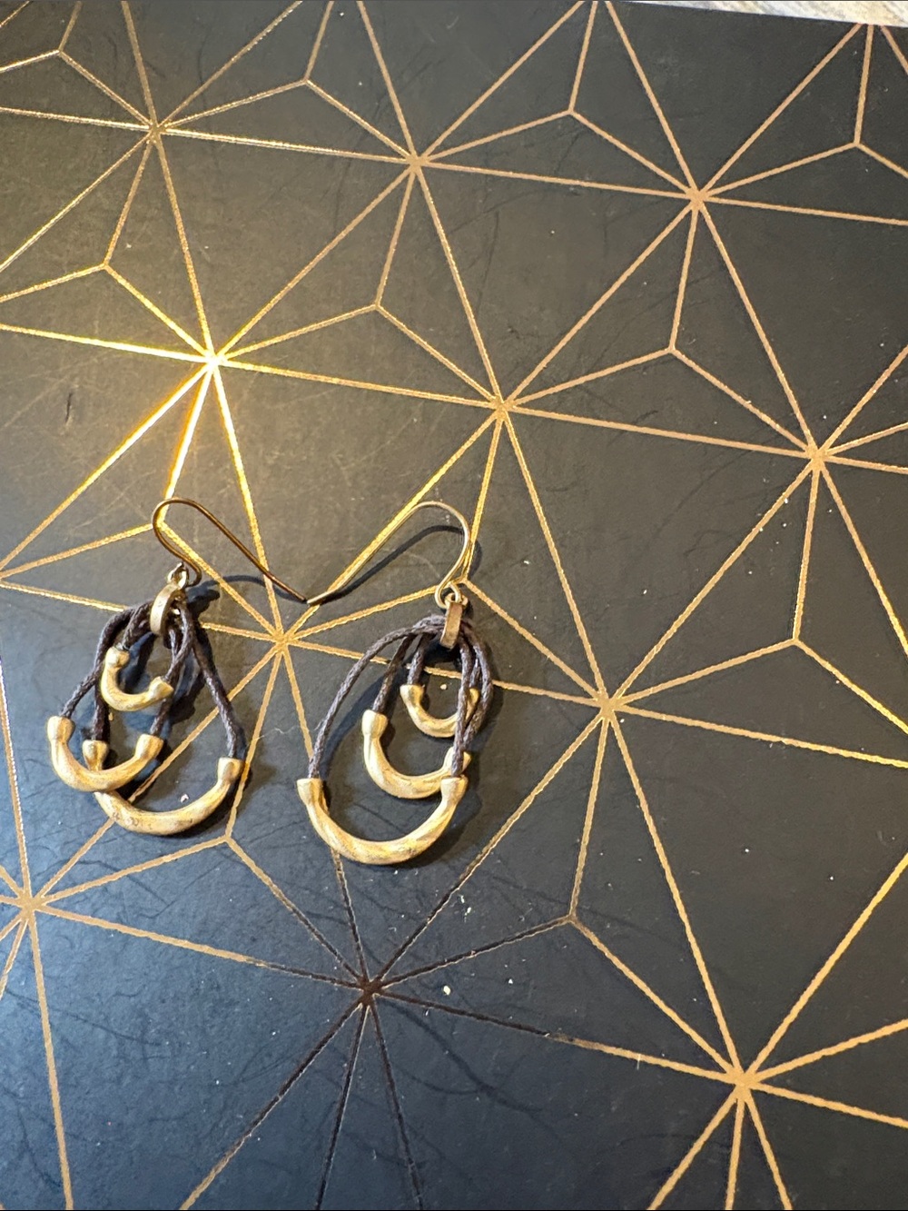 Handmade Gold-Tone Crescent Hoop Drop Earrings - Women Jewelry